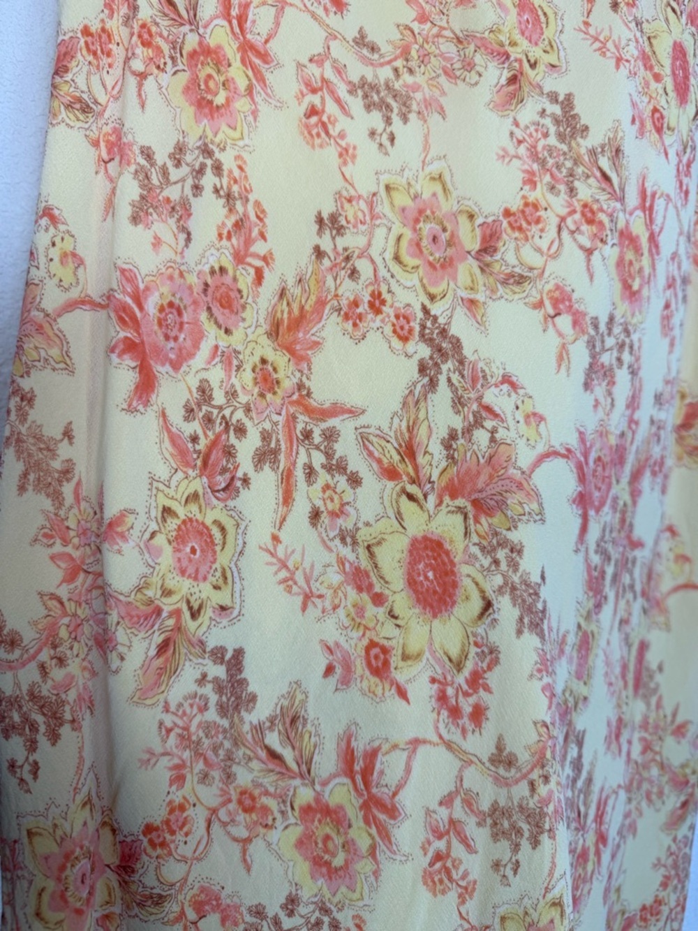 Vintage Chadwicks 100% Silk Floral Maxi Skirt Yellow Elastic Waist Size Large - Picture 5 of 8